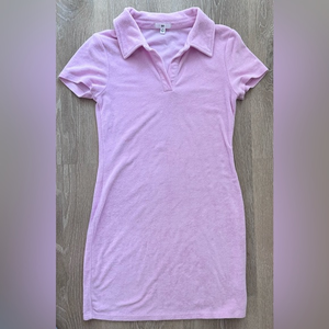 BP. Terry Cloth Short Sleeve‎ Dress Barbie Con Pink Sz M